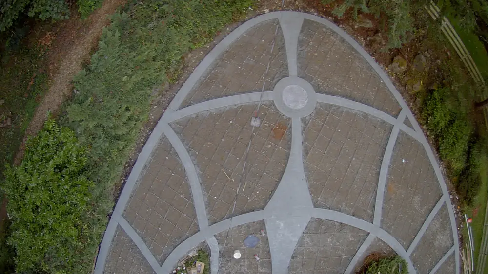 Stamped surface curing with joint lines visible