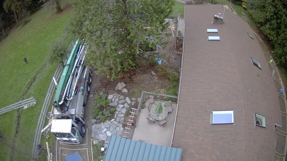Pump truck seen from above